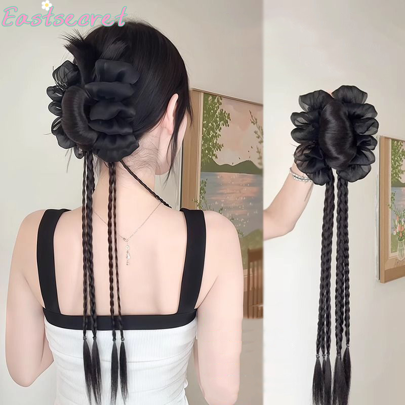 Claw Clip Messy Bun Hair Piece - Black Bow Half-tie Hair Claw Clip