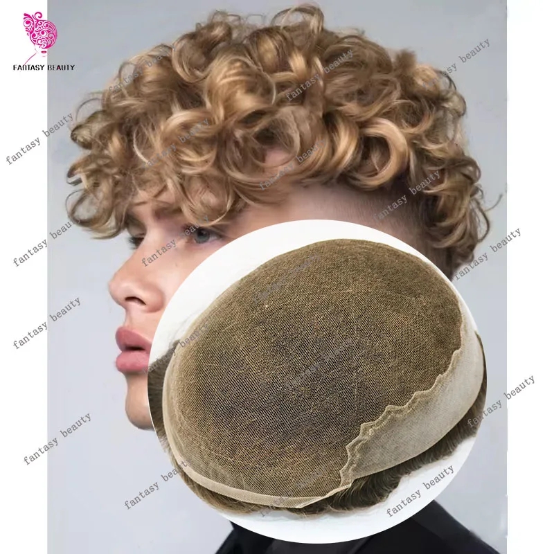 Human Hair Wigs - 22r# Platinum Blonde 20MM Curly Natural