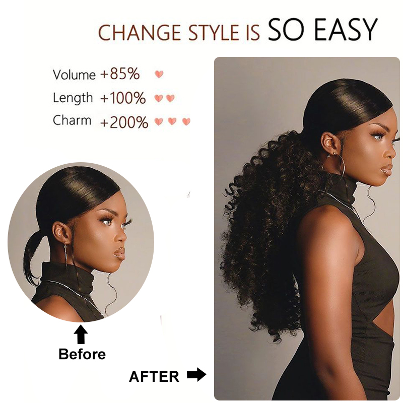 Long Curly Drawstring Ponytail - огляд і ціна Drawstring Afro Curly Puff Ponytail