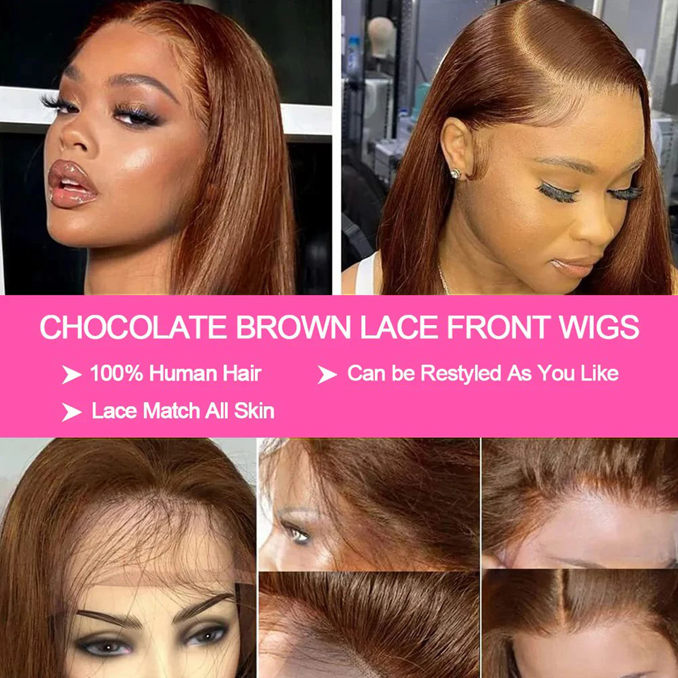 13X4 Chocolate Brown Straight  - огляд і ціна Glueless Wear And Go Human Hair Wig