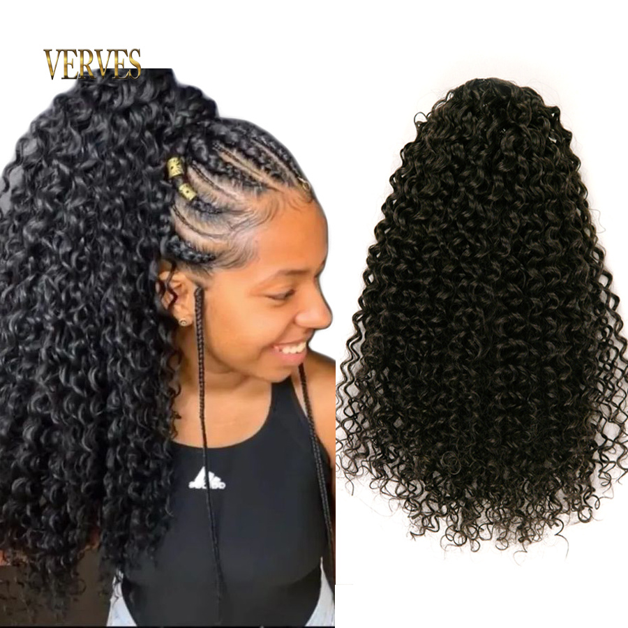 VERVES Synthetic Drawstring Pu - огляд і ціна Drawstring Afro Curly Puff Ponytail