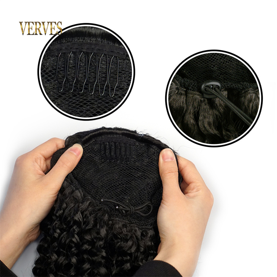 VERVES Synthetic Drawstring Pu - огляд і ціна Drawstring Afro Curly Puff Ponytail
