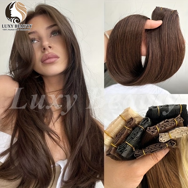 Brown Butterfly Hole Weft Hair - огляд і ціна Invisible Tape In Extensions Real Hair