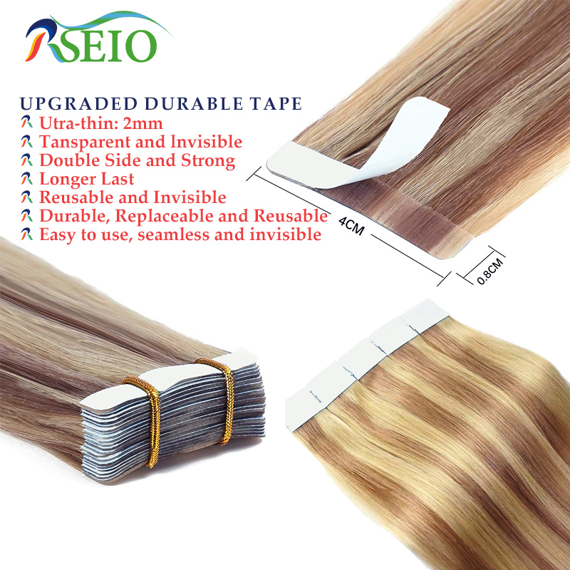 RSEIO Straight Tape In Human H - огляд і ціна Invisible Tape In Extensions Real Hair
