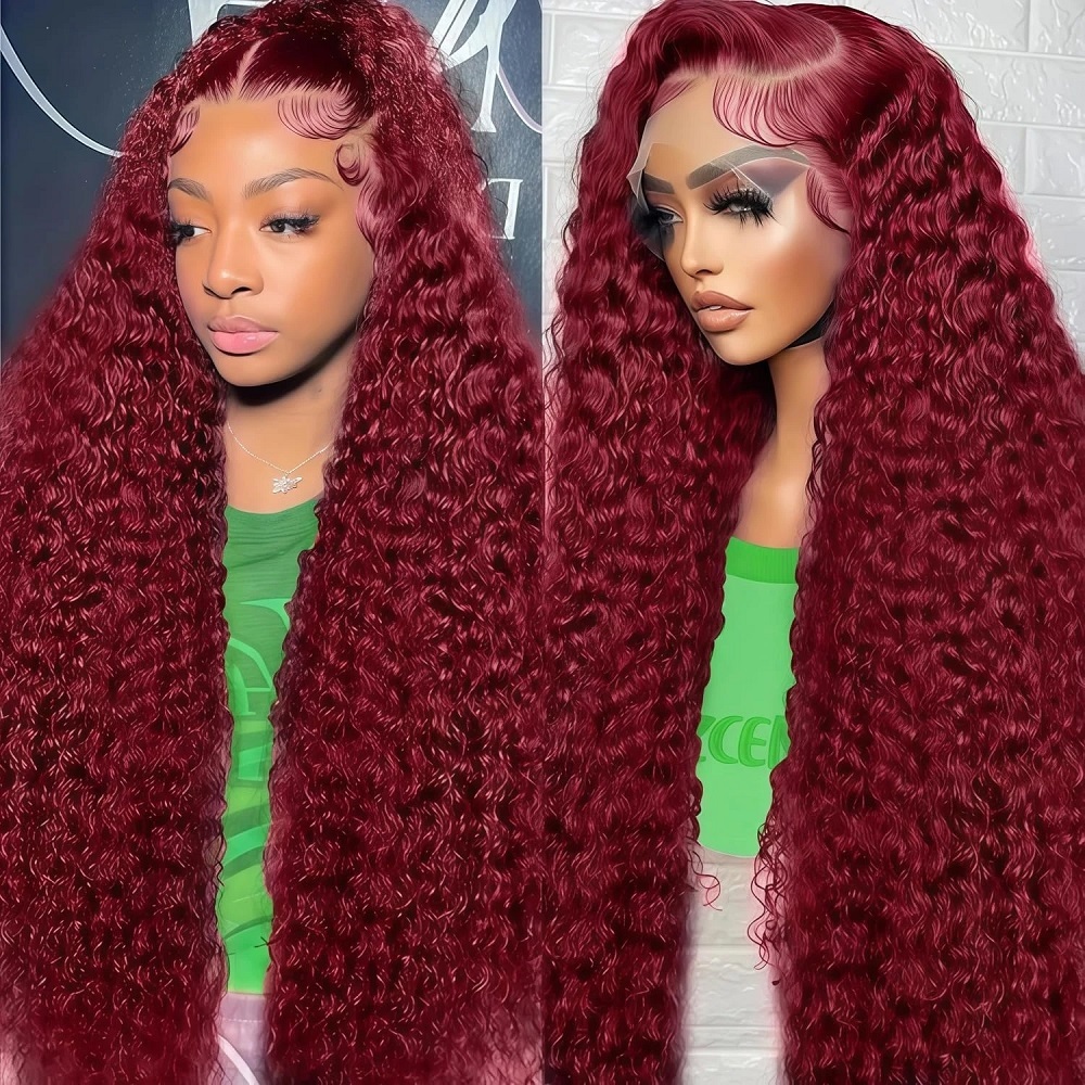 99J Burgundy Colored Deep Wave - огляд і ціна Lace Front Wigs