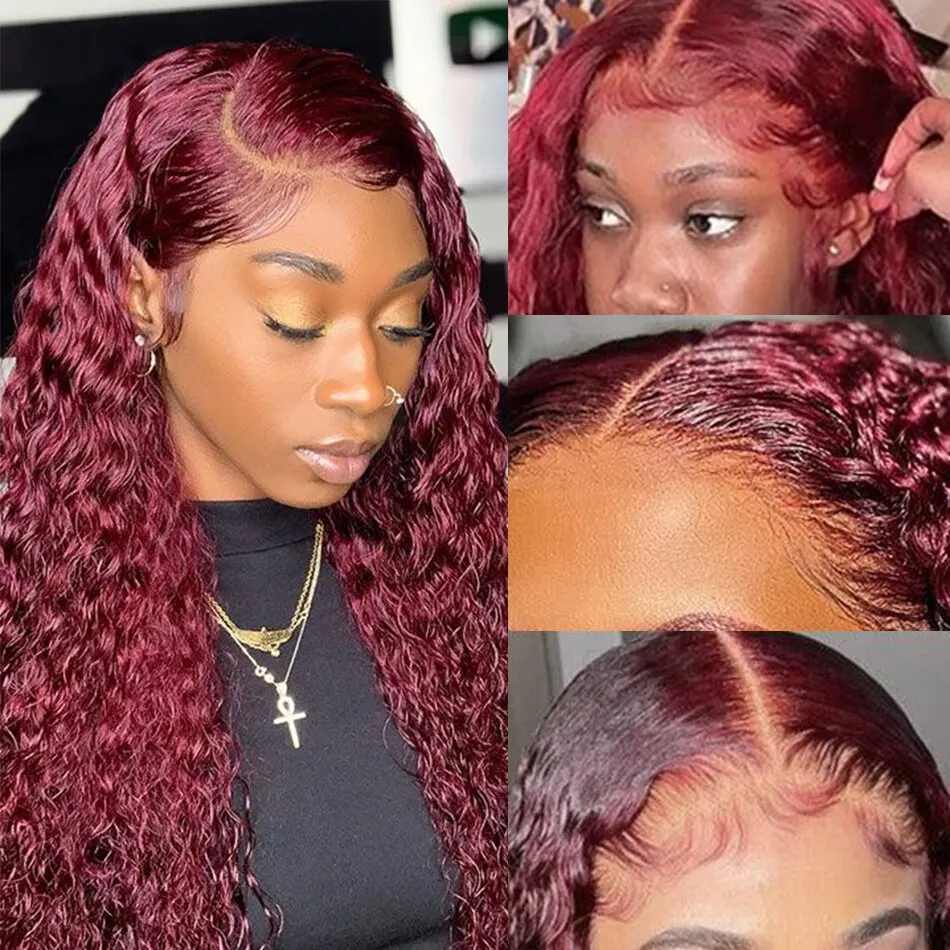 99J Burgundy Colored Deep Wave - огляд і ціна Lace Front Wigs
