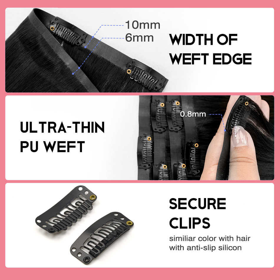 Seamless Clip in Hair Extensio - огляд і ціна Seamless Clip In Hair Extensions Human Hair
