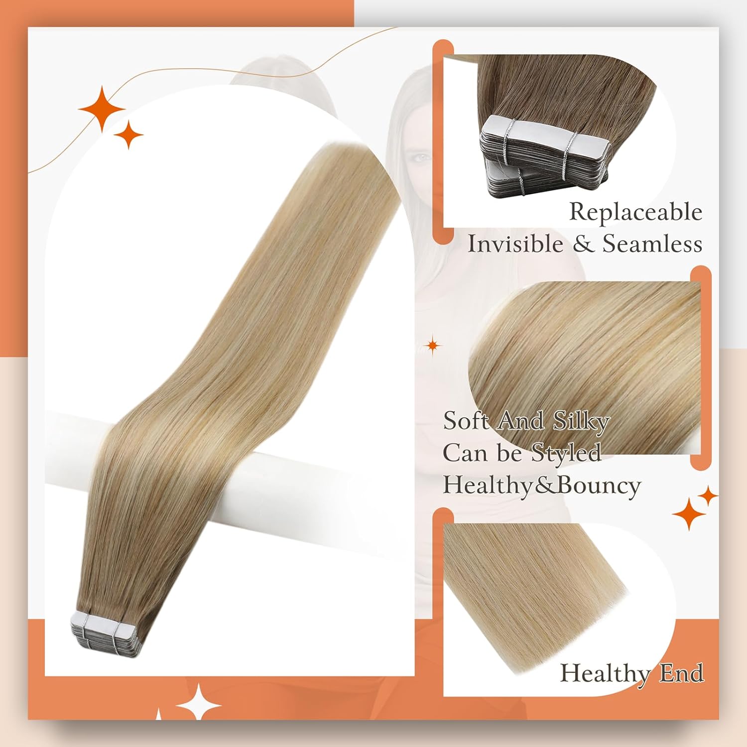 Full Shine Omber Tape in Hair  - огляд і ціна Invisible Tape In Extensions Real Hair