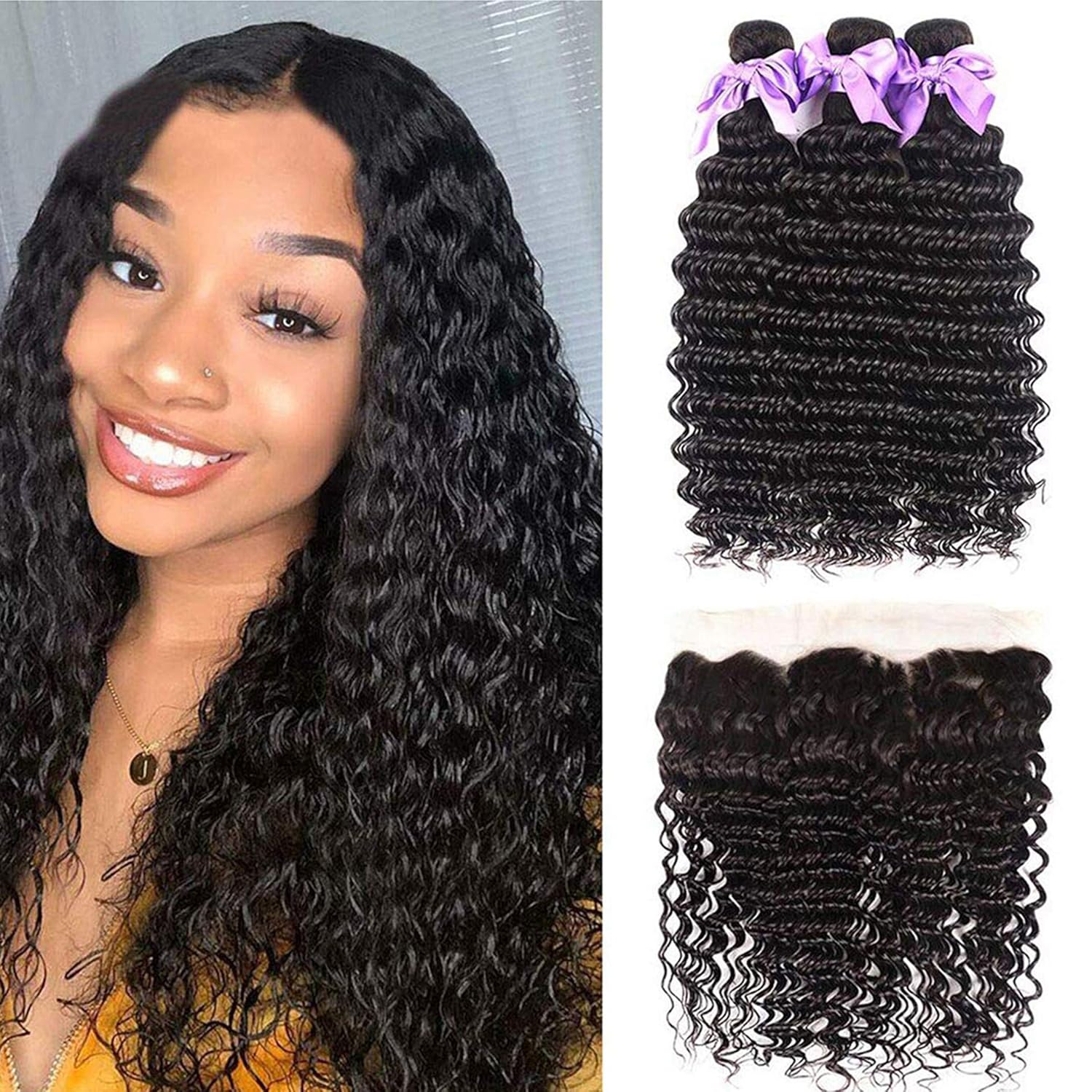 Deep Wave Human Hair Bundles w - огляд і ціна Deep Wave 3 Bundles With Closure