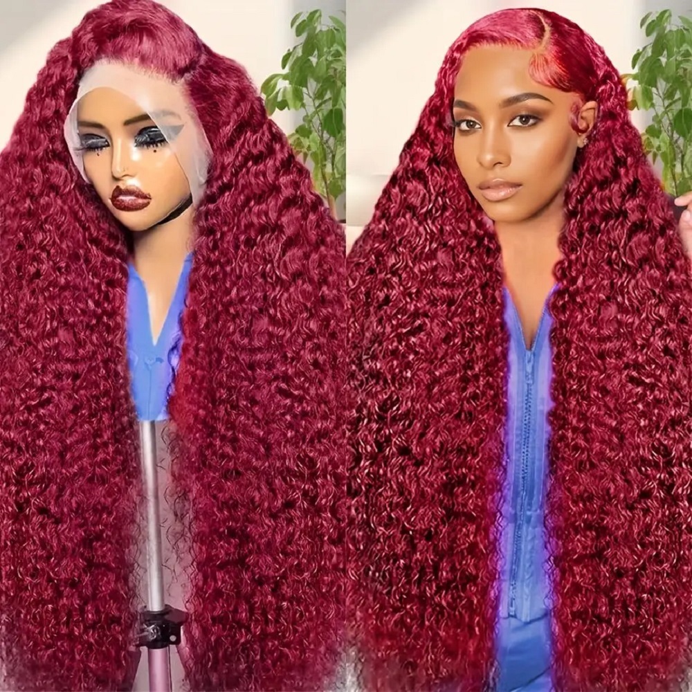 200 Density Burgundy Deep Wave - огляд і ціна Lace Front Wigs