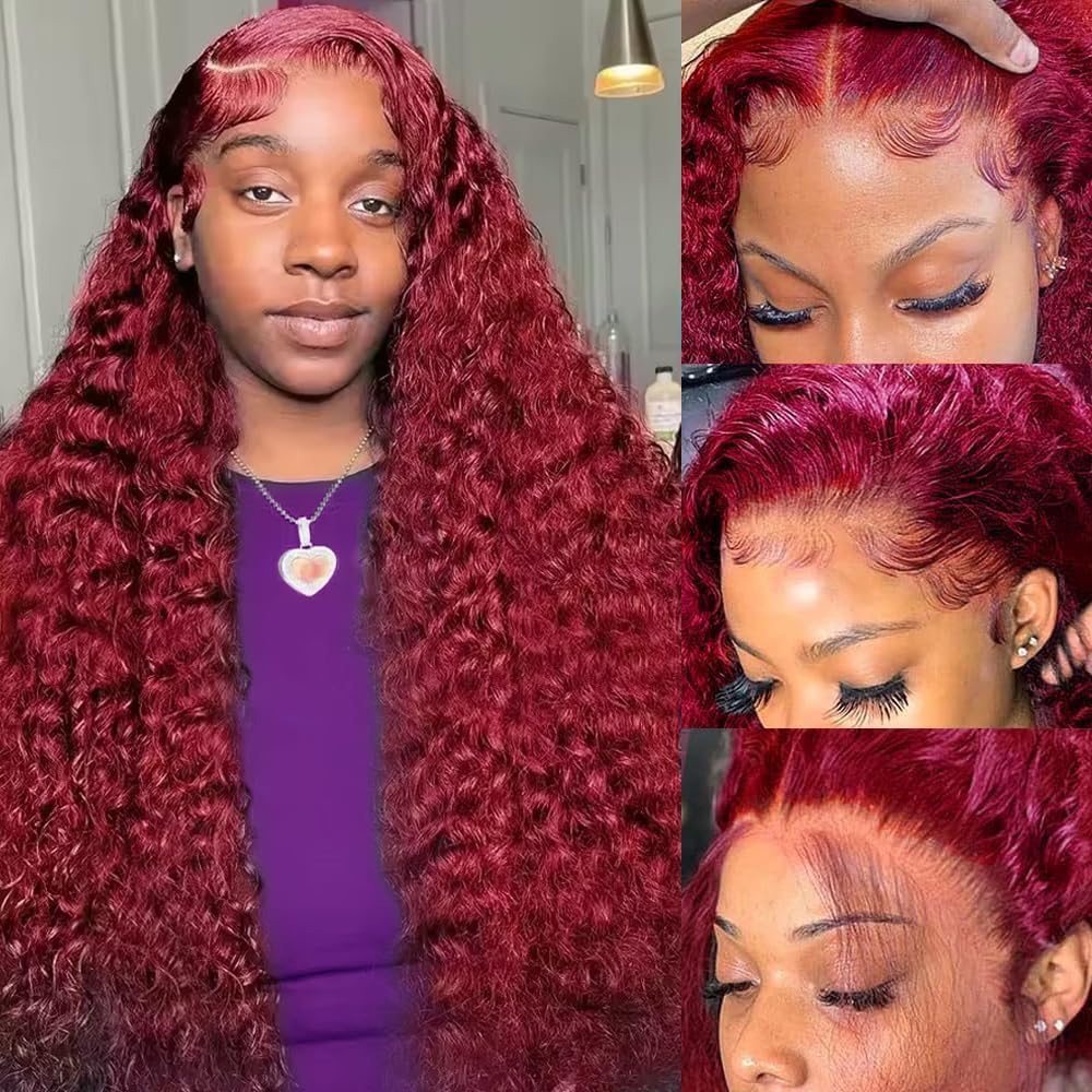 200 Density Burgundy Deep Wave - огляд і ціна Lace Front Wigs