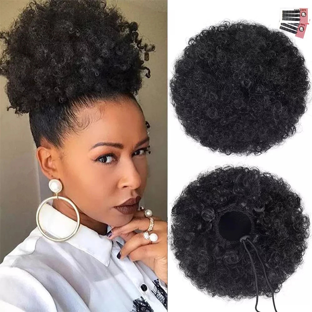 Synthetic 10Inch Big Afro Puff - огляд і ціна Drawstring Afro Curly Puff Ponytail