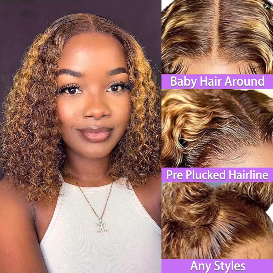 Highlight Short Bob Deep Wave  - огляд і ціна Glueless Wear And Go Human Hair Wig